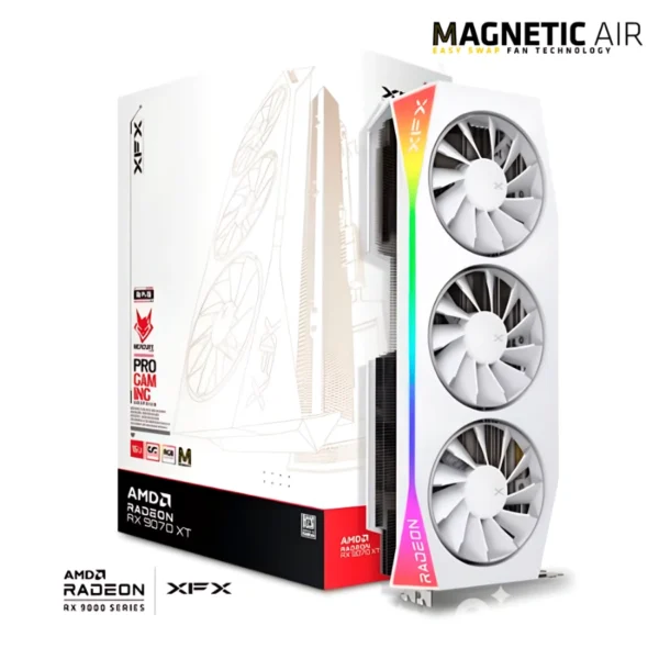 Tarjeta De Video XFX RX 9070 XT MERCURY OC White - 16GB GDDR6, 256 Bits, PCI Express 5.0, X3 8Pin - Boost 3100 MHz - Image 1