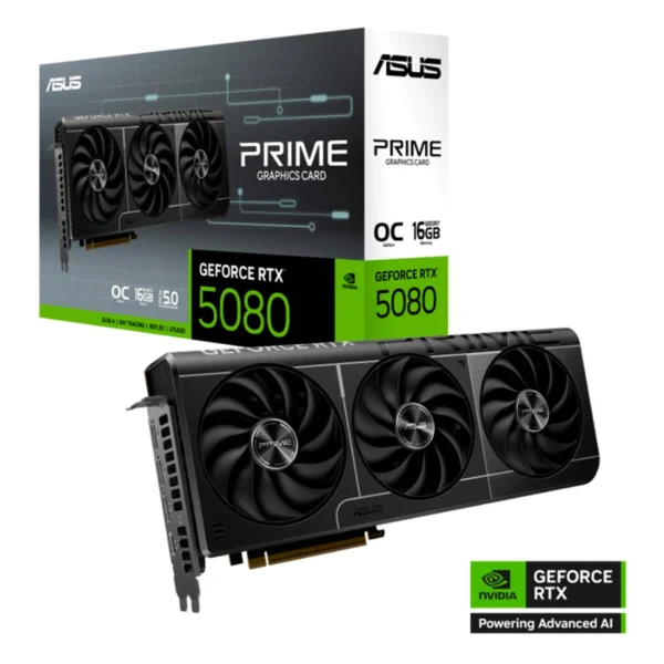 Tarjeta De Video ASUS PRIME GeForce RTX 5080 - 16GB GDDR7 OC, Núcleos CUDA 10752, 256 Bits, PCI Express 5.0, X1 16 Pin – OpenGL®4.6 - Image 1