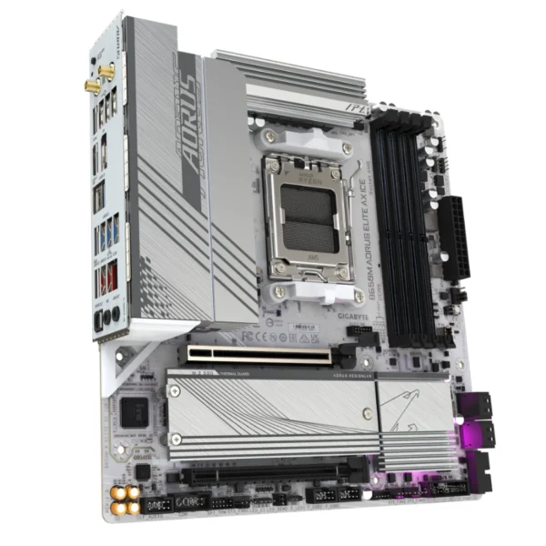 Tarjeta Madre GIGABYTE B650M AORUS ELITE AX ICE - Socket AM5, 256GB X4 DDR5 8000Mhz, Hdmi, Dp, / PCIe 5.0, Wi-fi 6E, Bluetooth, Micro-ATX - Image 3