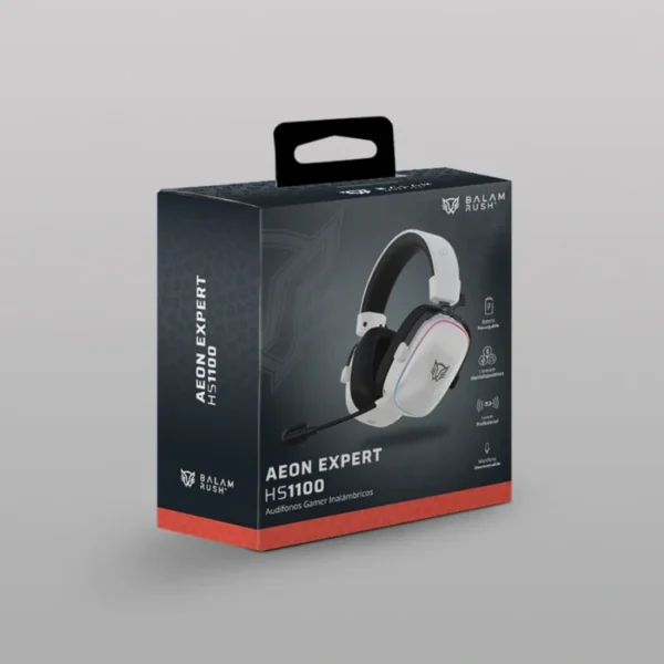 Diadema Balam Rush AEON EXPERT HS1100 - Inalámbrico, Alámbrico, Bluetooth 5.3, Sonido 7.1, Micrófono Desmontable - Blanco - Image 10