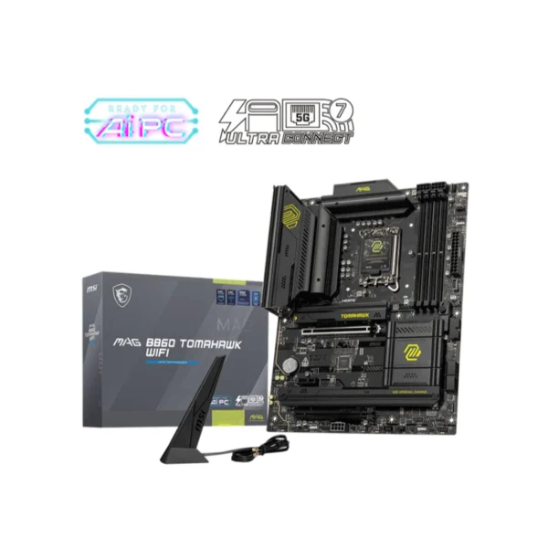 Tarjeta Madre MSI MAG B860 TOMAHAWK WIFI - Socket 1851, 256GB X4 DDR5 9200Mhz, Hdmi, Dp, M.2 PCIe 5.0, USB 3.2, 2.0, Wi-Fi 7, Bluetooth - ATX - Image 1