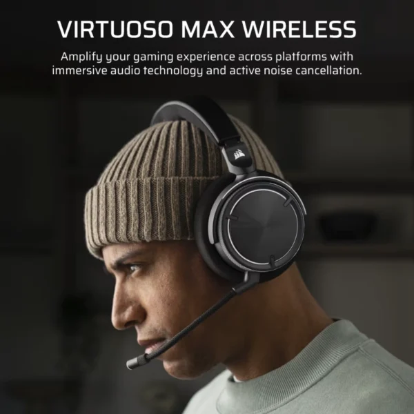 Diademas CORSAIR VIRTUOSO MAX WIRELESS – Inalámbrico, Bluetooth Receptor USB, Cancelación de ruido, PC, Mac, Ps5, Ps4 - Negro - Image 3
