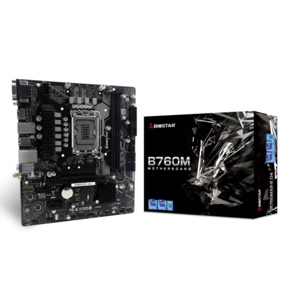 Tarjeta Madre BIOSTAR B760MX2-E D4 - LGA1700, 64GB X2 DDR4 4400Mhz, Hdmi, Vga, M.2 PCIe 4.0 , USB 3.2, 2.0 – Micro ATX - Image 1