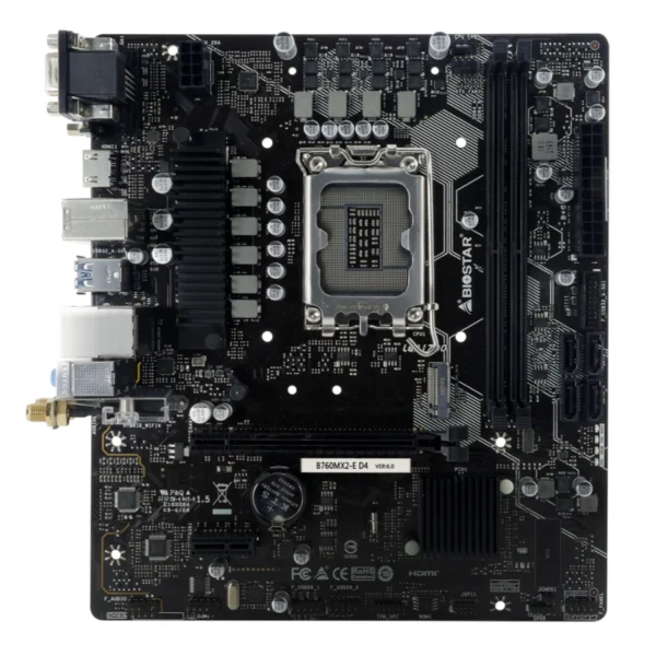 Tarjeta Madre BIOSTAR B760MX2-E D4 - LGA1700, 64GB X2 DDR4 4400Mhz, Hdmi, Vga, M.2 PCIe 4.0 , USB 3.2, 2.0 – Micro ATX - Image 2