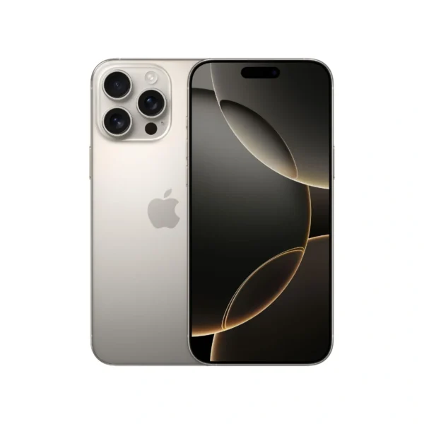 IPHONE 16 PRO MAX APPLE – 6.9”, iOS 18, Chip A18 Pro, CPU 6 núcleos GPU, 16 núcleos Neural, Alm. 256GB, Cámara 12MP/48MP/48MP - Titanio Natural - Image 1