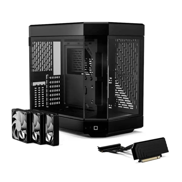 Gabinete HYTE Y60 – ATX Mid Tower, 3 Ventiladores Incluidos, Cristal Templado Panorámico de Doble Cámara, Cable Elevador PCIE 4.0 – Negro - Image 3