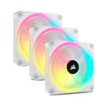 Kit De 3 Ventiladores CORSAIR ICUE LINK QX120 RGB - 3 Fan De 120mm, 400 - 2400 Rpm, 63.1 CFM, 37 dBA, Domo Magnético - Blanco
