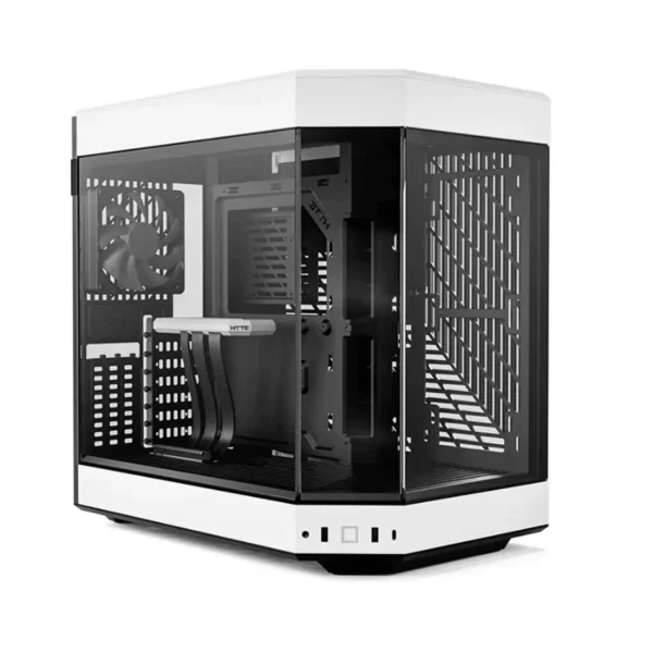 Gabinete HYTE Y60 – ATX Mid Tower, 3 Ventiladores Incluidos, Cristal Templado Panorámico de Doble Cámara, Cable Elevador PCIE 4.0 – Negro Con Blanco - Image 1