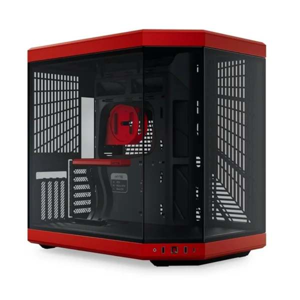 Gabinete HYTE Y70 Edicion Estandar – ATX Mid Tower, Cristal Templado, Cable Ryser PCIE 4.0 X 16, USB 3.2 - Negro Con Rojo - Image 1