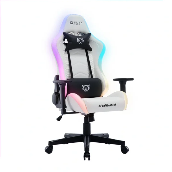 Silla Gamer Balam Rush Lightning Rush V2 Frost - Tela-Nylon, Espuma Moldeada, Soporta Hasta 150 Kg, Blanco, Gas Clase 4, Brazo 3D, BR-940573 - Image 1