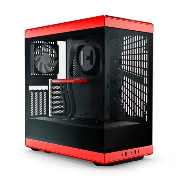 Gabinete HYTE Y40 - ATX Mid Tower, Cristal Templado Panorámico, 2 Vent. Incluidos, Cable Elevador PCIE 4.0 - Negro Con Rojo - Image 1