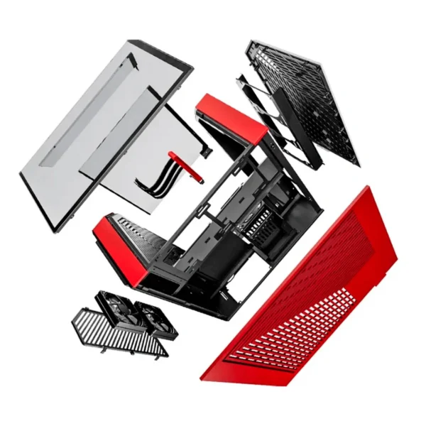 Gabinete HYTE Y60 – ATX Mid Tower, 3 Ventiladores Incluidos, Cristal Templado Panorámico de Doble Cámara, Cable Elevador PCIE 4.0 – Negro Con Rojo - Image 6