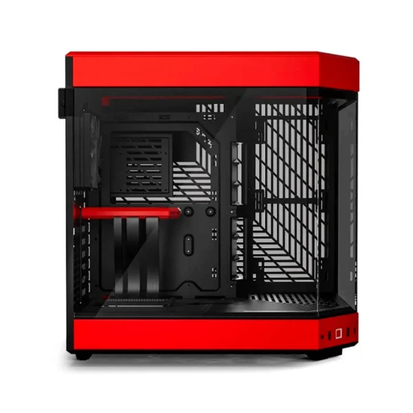 Gabinete HYTE Y60 – ATX Mid Tower, 3 Ventiladores Incluidos, Cristal Templado Panorámico de Doble Cámara, Cable Elevador PCIE 4.0 – Negro Con Rojo - Image 4