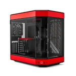 Gabinete HYTE Y60 – ATX Mid Tower, 3 Ventiladores Incluidos, Cristal Templado Panorámico de Doble Cámara, Cable Elevador PCIE 4.0 – Negro Con Rojo
