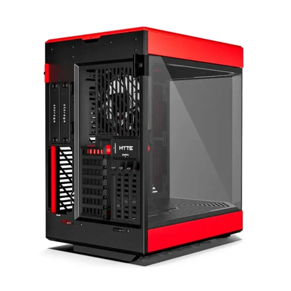 Gabinete HYTE Y60 – ATX Mid Tower, 3 Ventiladores Incluidos, Cristal Templado Panorámico de Doble Cámara, Cable Elevador PCIE 4.0 – Negro Con Rojo - Image 3