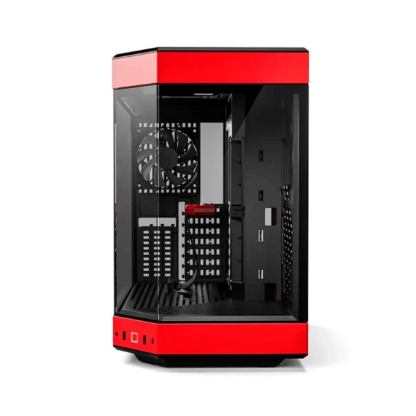 Gabinete HYTE Y60 – ATX Mid Tower, 3 Ventiladores Incluidos, Cristal Templado Panorámico de Doble Cámara, Cable Elevador PCIE 4.0 – Negro Con Rojo - Image 2