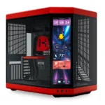 Gabinete HYTE Y70 LCD TOUCH INFINITE - Pantalla Táctil IPS Integrada De 2.5K, ATX Mid Tower, Doble Cámara, Sin Ventiladores – Negro Con Rojo