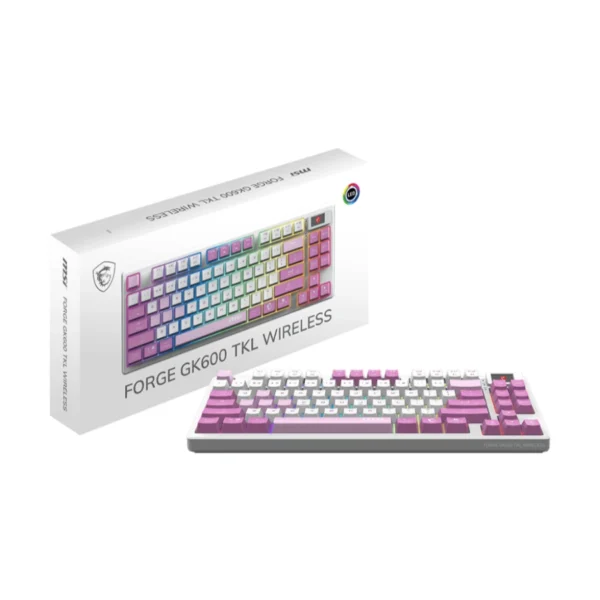 Teclado Gamer Mecánico MSI FORGE GK600 TKL - Inalámbrico Y Alámbrico, RGB, Compacto 65, Control Y Pantalla Intuitivos, Inglés, Violeta - Image 1