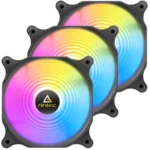 Kit De 3 Ventiladores ANTEC F12 Racing ARGB, 120mm, Controlador Incluido, 1500Rpm, 52.75CFM, 28dBA, 4Pin 12V, 3pin 5V - Color Negro - Image 2