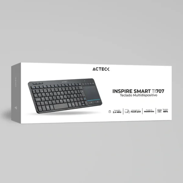 Teclado Multidispositivo Acteck Inspire Smart Ti707 - Multimedia, Touchpad, Smart Tv, RF Inalámbrico-Bluetooth, Negro - Image 4