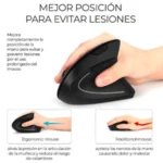 Mouse Ergonómico BROBOTIX 6000816 - Inalámbrico Nano USB, Óptico, 1600DPI, RF Inalámbrico, 6 Botones, Batería Recargable, Color Negro - Image 3