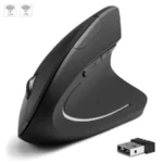 Mouse Ergonómico BROBOTIX 6000816 - Inalámbrico Nano USB, Óptico, 1600DPI, RF Inalámbrico, 6 Botones, Batería Recargable, Color Negro