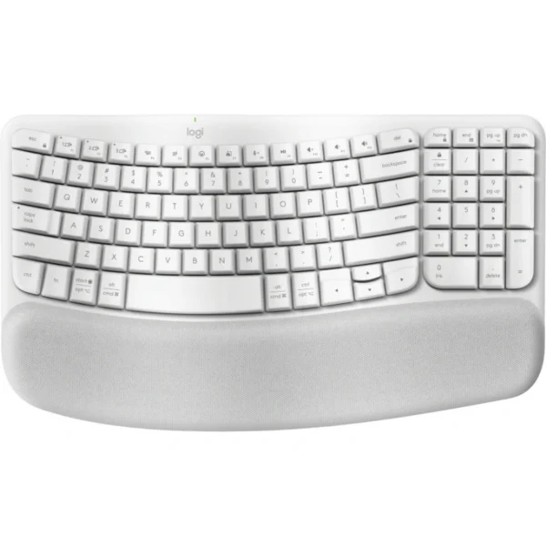 Teclado Ergonómico LOGITECH Wave Keys – Inalámbrico, Easy-Switch, Patas ajustables, Alcance 10m,  Español - Blanco - Image 1