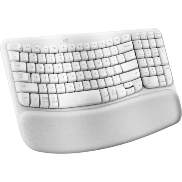 Teclado Ergonómico LOGITECH Wave Keys – Inalámbrico, Easy-Switch, Patas ajustables, Alcance 10m,  Español - Blanco - Image 2