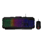 Kit Teclado Y Mouse Gaming MSI FORGE GK100 RGB - Alámbrico, USB, Membrana, 1.5m, Español, Anti-ghosting, 6,400Dpi - Negro