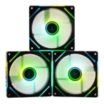 Kit De 3 Ventiladores NACEB ARGB – 1400Rpm, 45Cfm, 20dBA, Negro