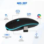 Mouse Inalámbrico Vorago MO-307 - Óptico, Bluetooth/Nano USB-A,1600DPI, Batería Recargable, Negro - Image 5