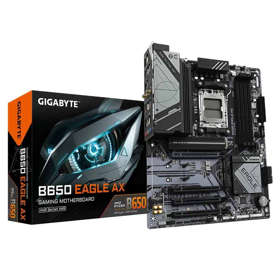 B650 EAGLE AXf Tarjeta Madre GIGABYTE B650 EAGLE AX - Socket AM5, 256GB X4 DDR5 8000Mhz OC*, Hdmi, Dp, M.2 PCIe 5.0, USB 3.2/2.0, Wifi6E, Bluetooth - ATX - Image 1