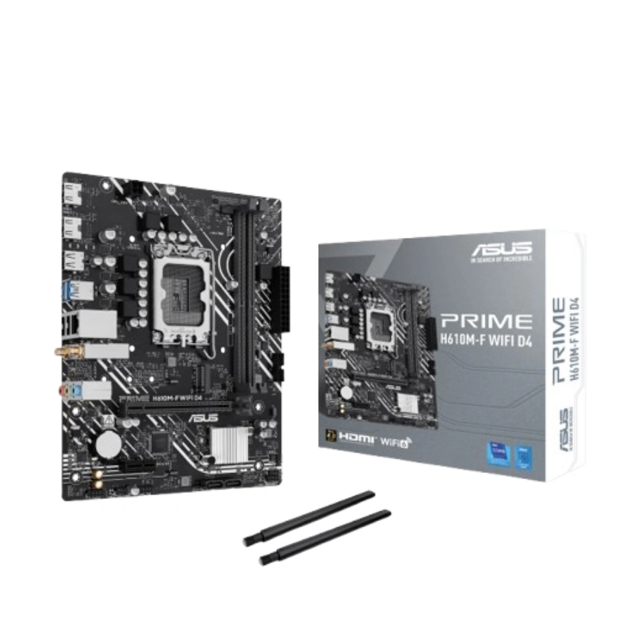 CP-ASUS-PRIMEH610M-FWIFID4-e9a9de Tarjeta Madre ASUS PRIME H610M-F WIFI D4 - INTEL Socket LGA 700, Micro-ATX, 64GB X2 DDR4 3200Mhz, Hdmi, PCI-e 3.0, Bluetooth - Wifi6 - Image 1