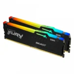 Kit Memoria RAM KINGSTON FURY Beast RGB - 16GB 2X8GB, DDR5 5600MHz, CL40, 1.25V, DIMM, Negro