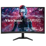 Monitor Gamer Curvo ViewSonic VX2418C LCD 24" – 1920 x 1080 Full HD, FreeSync, Panel VA, 165Hz, Hdmi, Dp, 5MS, Vesa, Bocinas Integradas, Negro