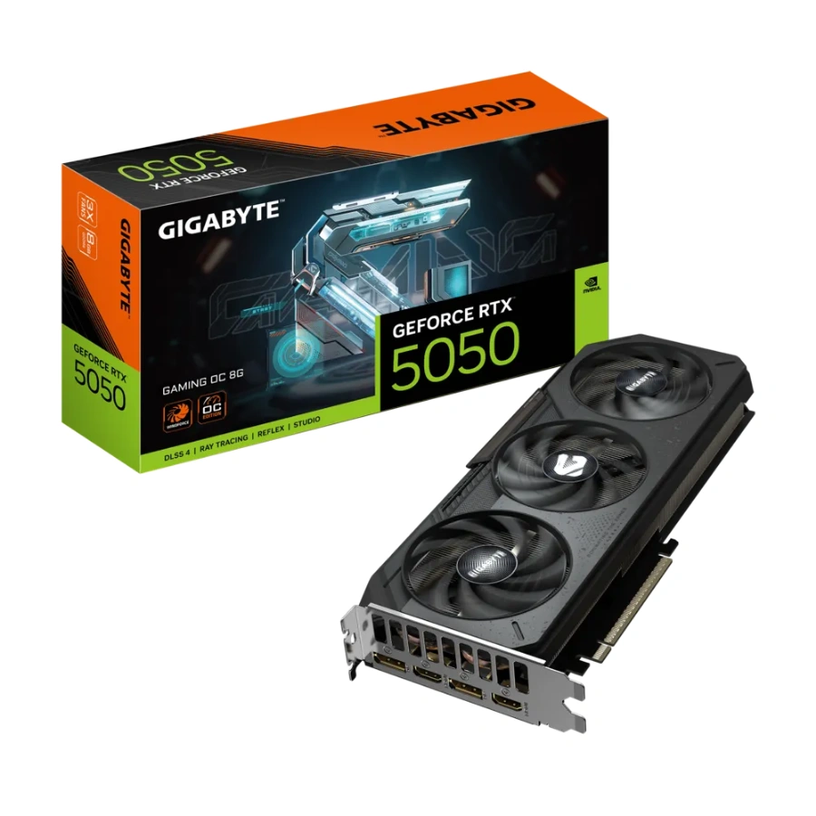GV-N5050GAMING OC-8GDd Tarjeta De Video GIGABYTE NVIDIA GeForce RTX 5050 GAMING OC 8G - 8GB GDDR6, 128 Bit, 2632 MHz, Núcleos Cuda 2560, PCI-e 5.0, Hdmi, Dp - X1 8 Pin - Image 1