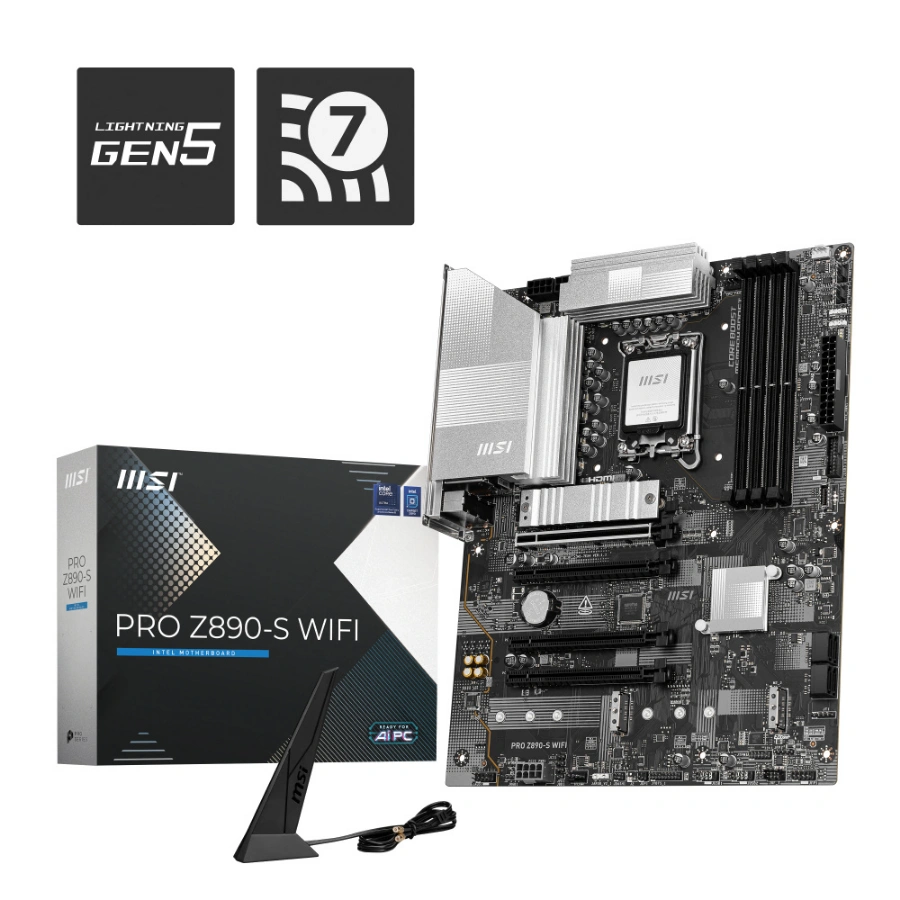 PRO Z890-S WIFIF Tarjeta Madre MSI PRO Z890-S WIFI - INTEL Socket LGA 1851, ATX, 256GB X4 DDR5 8800Mhz OC*, Hdmi, Dp, M.2 PCI-e 5.0 - Image 1