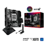 Tarjeta Madre ASUS ROG STRIX X870-I Gaming WiFi - AMD Socket AM5, Mini-ITX, 128GB x2 DDR5 8400Mhz OC*, Hdmi, Dp, Wifi7, Bluetooth - M.2 PCIe 5.0