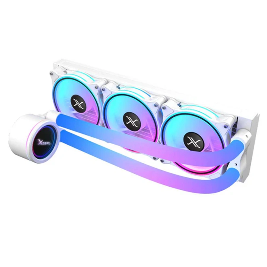 d605174888b561a5175765 Enfriamiento Líquido AIO XZEAL VOSTOK AR360 - 360mm, 3x120mm, Hasta 1800 RPM, 48.52 CFM, 32.2 dBA, 3pin 5V, Mangueras ARGB - Blanco - Image 1