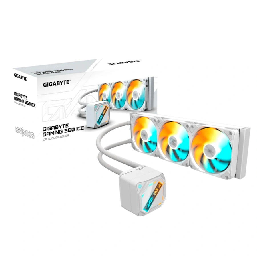 76bea44d7d466713e29d3f2a62c62bbc Enfriamiento Liquido AIO GIGABYTE GAMING 360 ICE - 360mm, 3x120mm, Hasta 2200 RPM, 61.61 CFM, 35.8 dBA, 3pin 5V - Blanco - Image 1