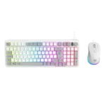 Kit Teclado y Mouse Gamer BALAM RUSH Squad Conquest KG515 - Alámbrico, USB, Membrana, Anti-ghosting, Hasta 7,200Dpi, Teclas Multimedia - Color Blanco