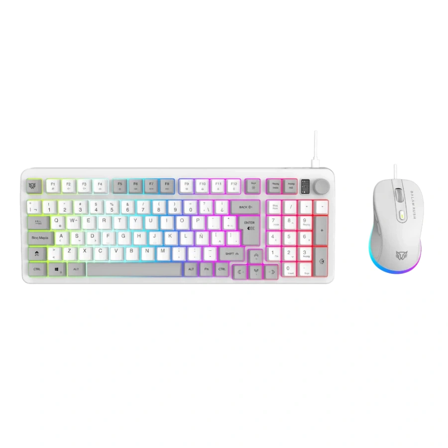 BR-940450-2 Kit Teclado y Mouse Gamer BALAM RUSH Squad Conquest KG515 - Alámbrico, USB, Membrana, Anti-ghosting, Hasta 7,200Dpi, Teclas Multimedia - Color Blanco - Imagen 1