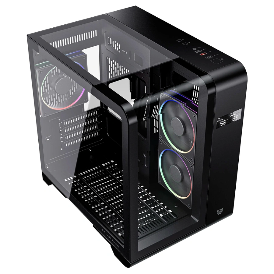 f3458d0d61d0fa0e78197931bbbe7fb0 Gabinete BALAM RUSH Thank Expert Curve 6400 - Micro-ATX, Cristal Templado, 1 Vent. Incluido, USB Tipo-C 3.1, USB 3.0, Negro - Imagen 1
