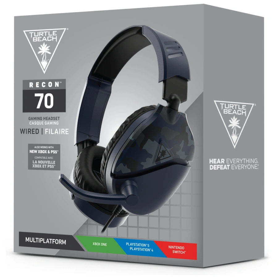 CP-TURTLEBEACH-TBS-6555-02-83fcf8 Diadema TURTLE BEACH Gamer Recon 70 CAMO - Alámbrico 3.5mm, Micrófono fijo omnidireccional abatible, Para PS5 y PS4, Xbox Series X|S y Xbox One, PC, Azul - Imagen 1
