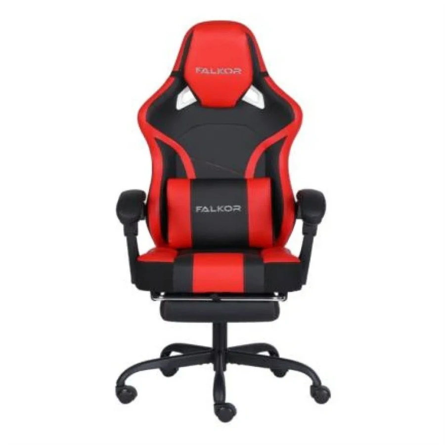 NE-463R-53782-1-1002x1002 Silla Gamer NEXTEP FALKOR - Reclinable, Masaje Lumbar y Reposa Pies, Hasta 120kg, Negro Con Rojo - Imagen 1