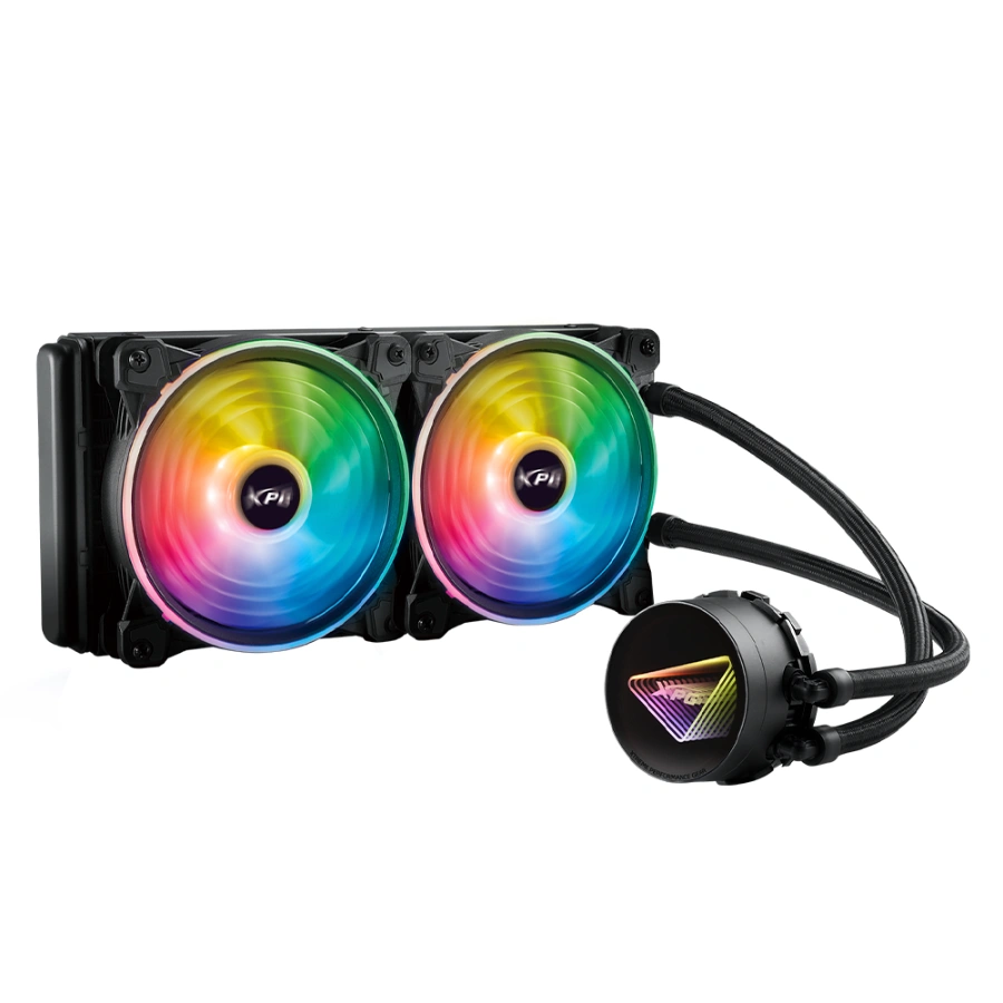 51deaefd90336262917f6bd6f313fb0e Enfriamiento Liquido AIO XPG LEVANTE X 240 - 240mm, 2x120mm, Hasta 2000 RPM, 61.5 CFM, 18.17 dBA, 4pin 12V, 3pin 5V - Negro - Imagen 1