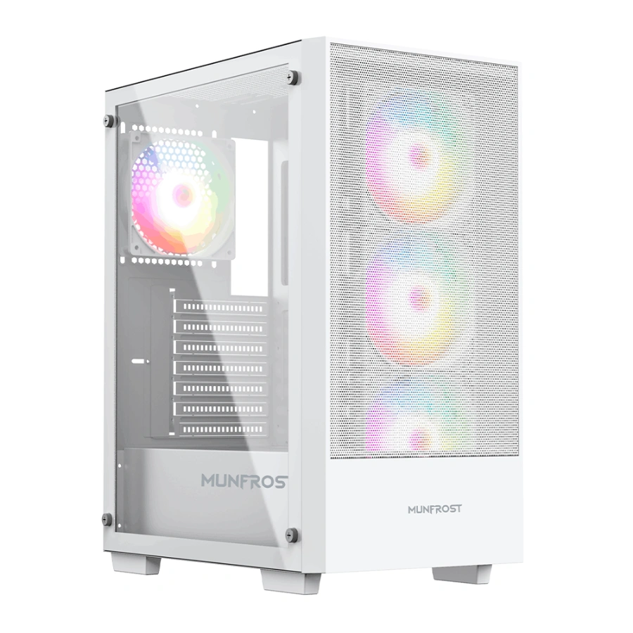3f8dbb960e897ffaa221caa16651af38 Gabinete MUNFROST Alpha White - ATX, Cristal Templado, 4 Vent. Incluidos, USB 3.1, Blanco - Imagen 1