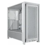 Gabinete Corsair 4000D - Torre Media, ATX/E-ATX, Vidrio Templado, Sin Ventiladores, GPU hasta 430mm, Radiador hasta 360mm - Blanco