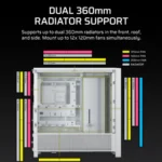 Gabinete Corsair 4000D - Torre Media, ATX/E-ATX, Vidrio Templado, Sin Ventiladores, GPU hasta 430mm, Radiador hasta 360mm - Blanco - Imagen 5