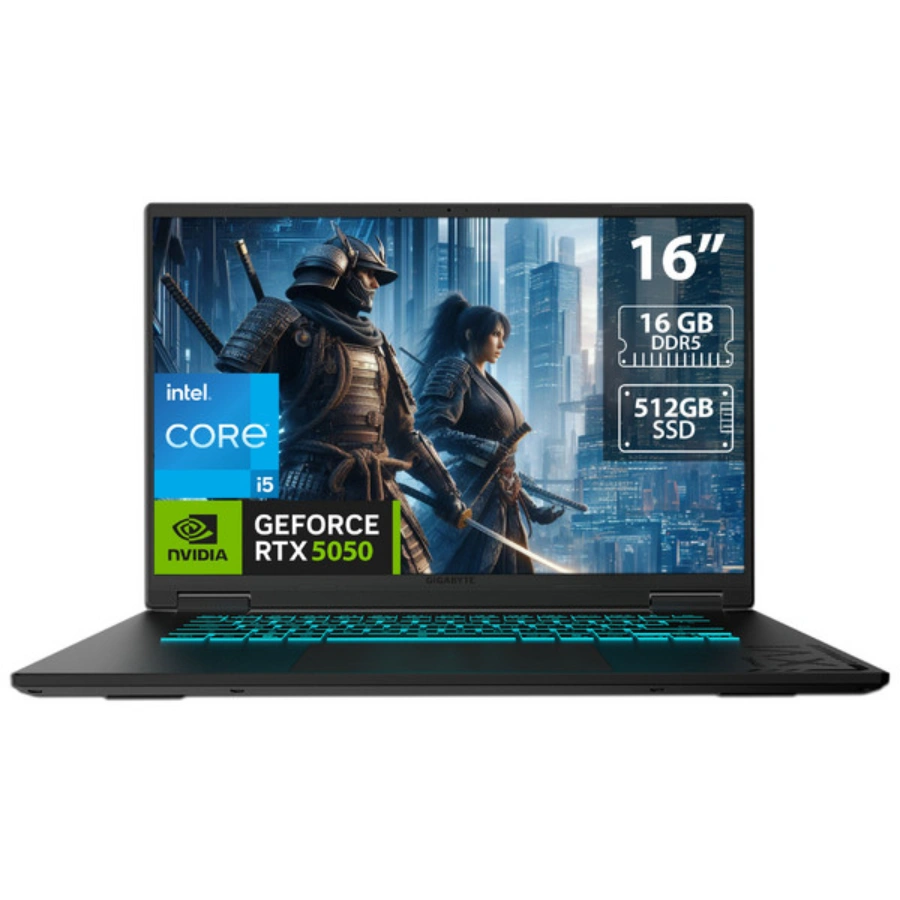 CP-GIGABYTE-GAMING-A16-CTHH3LA893MH-9d039d Laptop GIGABYTE GAMING A16 CTH - Intel Core i5-13420H, RTX 5050 8GB GDDR7, 16GB DDR5 5200MHz, 512GB PCIe NVMe SSD, Pantalla WUXGA 165Hz - Imagen 1